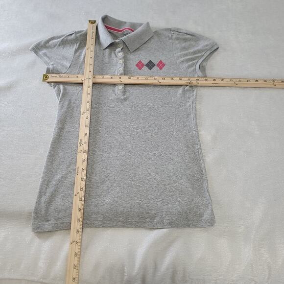 Old Navy Y2K longline ladies polo argyle pattern pink size Large Preppy academia - Picture 4 of 6
